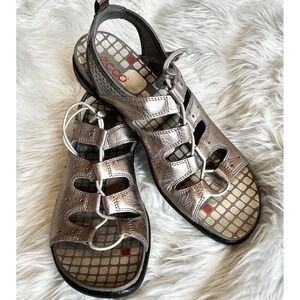 Ecco Sandals Women's Jab Toggle Pewter Cushioned Casual  Leather Size 40/9-9.5